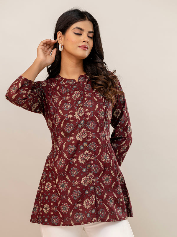 Elegant Mandarin Collar Printed Tunic – Stylish & Comfortable, Sizes