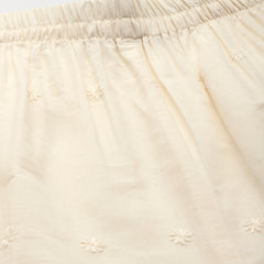 Beige Palazzos | Embroidered Elegnace With Elastic Waist & Single Pocket