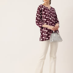 3/4 Sleeve Round Neck Vcut top White2 Colour