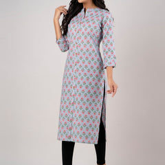Feranoid Straight Knee Length Grey Colour Kurta For Women