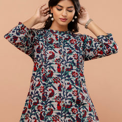 Elegant Mandarin Collar Printed Tunic – Stylish & Comfortable, Sizes