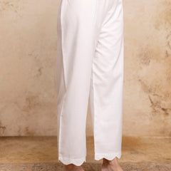 Classic Cotton Palazzos with Unique Curved Hem Design