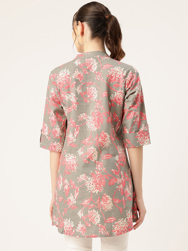 Printed Mandarin Collar top – Casual & Chic