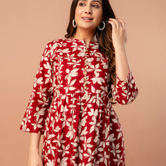Top – Mandarin Collar, 3/4 Sleeves, Flattering Fit (Sizes S–XXL)