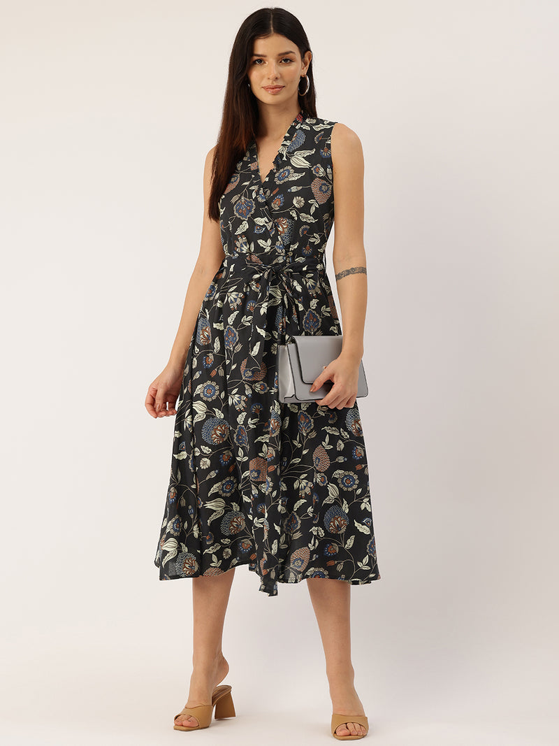 Floral Wrap Angrakha Dress – Lightweight Sleeveless Cotton Perfection