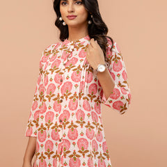 Elegant Mandarin Collar Printed Tunic – Stylish & Comfortable, Sizes