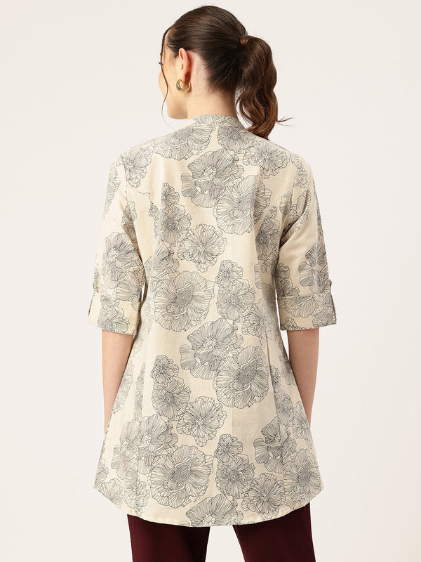 Printed Mandarin Shirt – Casual & Chic