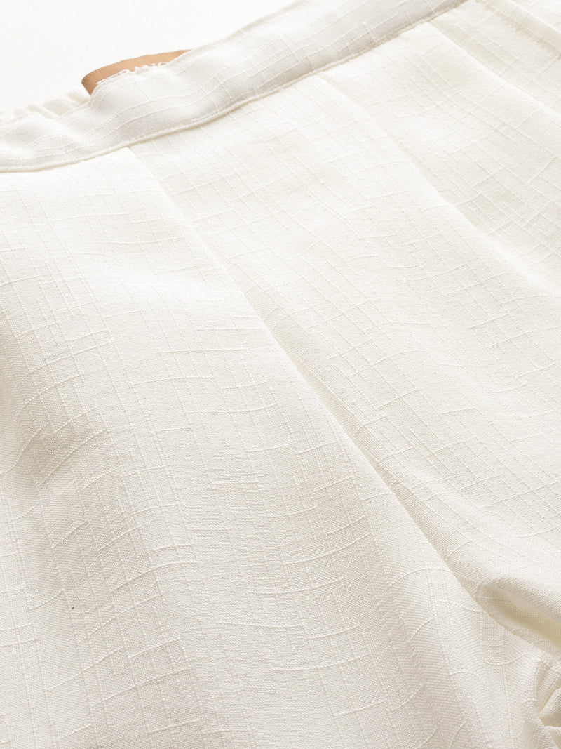 Cream Linen Trouser - Ankle-Length Pant , Partially Elasticated ,Double Pockets