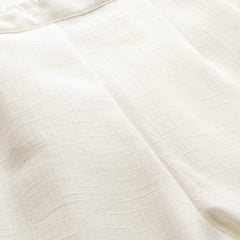 Cream Linen Trouser - Ankle-Length Pant , Partially Elasticated ,Double Pockets