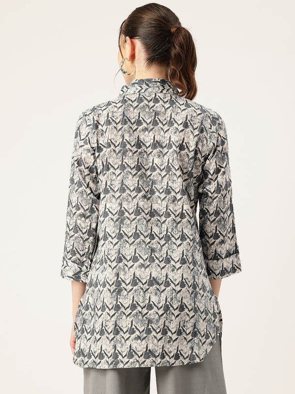 Versatile Collared top with 3/4 Sleeves for Women – Elegant & Casual