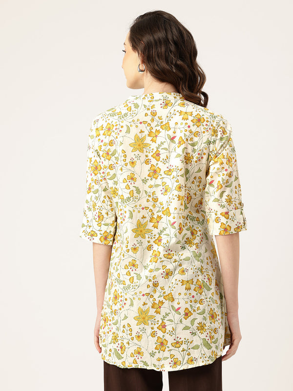 Printed Mandarin Shirt – Casual & Chic