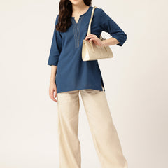 Elegant Short Kurti for Women – 3/4 Sleeves | Round Neck |