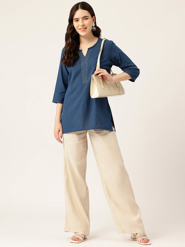 Elegant Short Kurti for Women – 3/4 Sleeves | Round Neck |