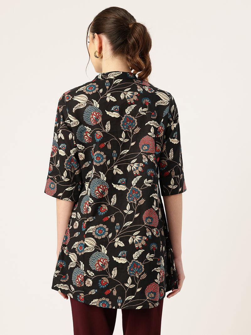 Printed Mandarin Shirt – Casual & Chic