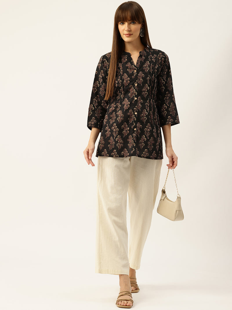 Elegant Mandarin Collar Printed Tunic – Stylish & Comfortable, Sizes