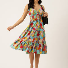 Women’s Floral Print Rayon Flared Dress | Soft & Lightweight | Casual Fit | Sizes XS–XXL