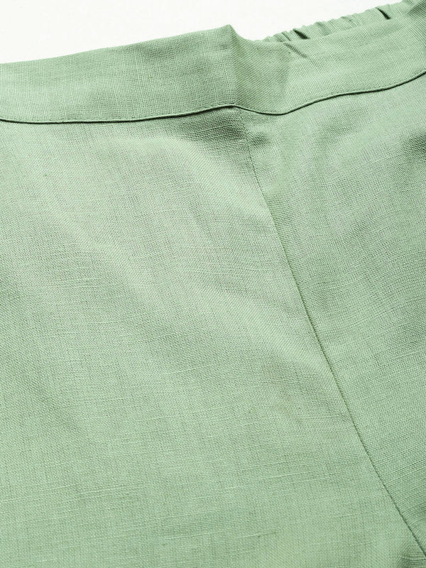 Cotton Pants - Double Pockets, Adjustable Waist, and Ankle-Length Fit