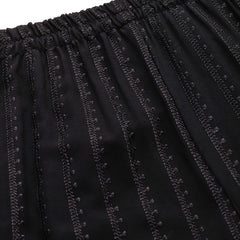 Black Black Embroidered Cotton Palazzos–Elastic Waist & Ankle-Length with Side Pocket