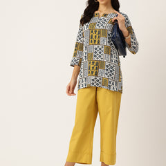 3/4 Sleeve Round Neck Vcut top White3 Colour