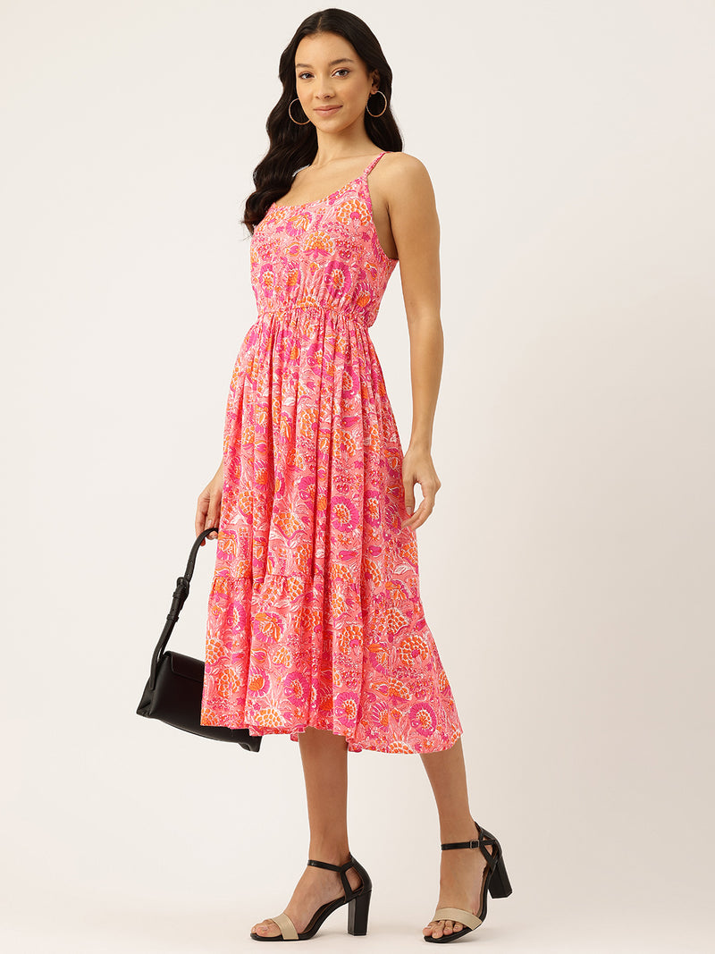 Women’s Floral Print Rayon Flared Dress | Soft & Lightweight | Casual Fit | Sizes XS–XXL