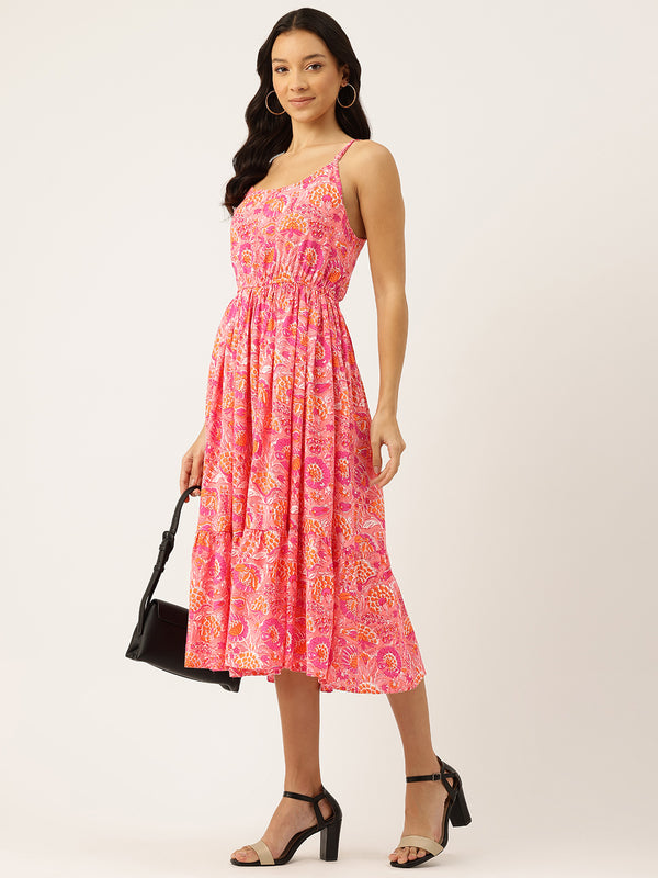 Women’s Floral Print Rayon Flared Dress | Soft & Lightweight | Casual Fit | Sizes XS–XXL