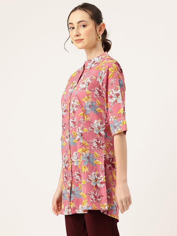 Printed Mandarin Collar top – Casual & Chic