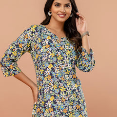 Elegant Printed Short Kurti – Soft Cotton, Everyday Style, Sizes S–XXL.