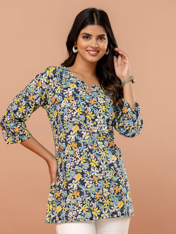 Elegant Printed Short Kurti – Soft Cotton, Everyday Style, Sizes S–XXL.