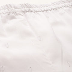 White Embroidered Palazzos–Fully Lined, Elastic Waist & Ankle-Length with Side Pocket
