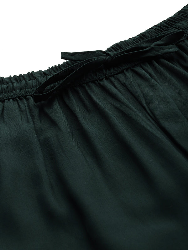 Women's Culottes | Calf-Length Pants with Double Pockets & Elastic Waistband