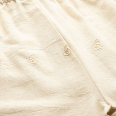 Beige Beige Palazzo|Embroidered, Flax Cotton, Sequin Detail, Ankle-Length, Single Pocket