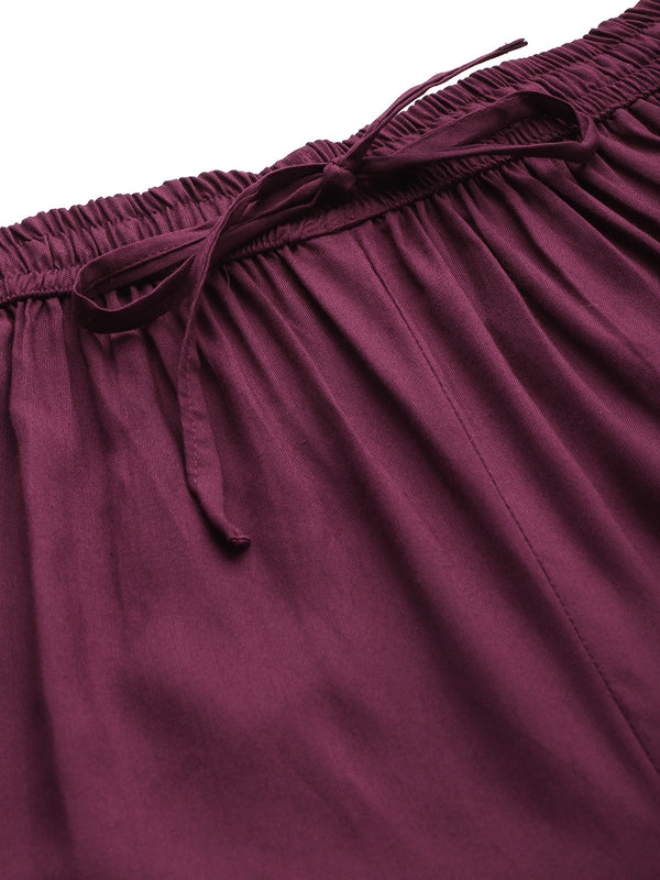Women's Culottes | Calf-Length Pants with Double Pockets & Elastic Waistband