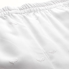 White Embroidered Palazzos–Fully Lined, Elastic Waist & Ankle-Length with Side Pocket