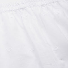 White White Embroidered Cotton Palazzos–Elastic Waist & Ankle-Length with Side Pocket