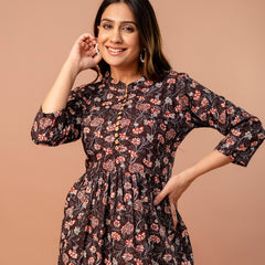Top – Mandarin Collar, 3/4 Sleeves, Flattering Fit (Sizes S–XXL)