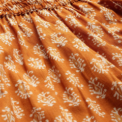 Gold Women Pure Cotton Paisley Printed Palazzo Pants | Elastic Waist | Wide Leg