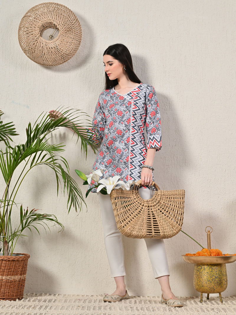 Graceful Wrap-Style Angrakha Cotton Kurti for Everyday Wear