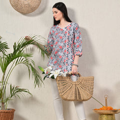 Graceful Wrap-Style Angrakha Cotton Kurti for Everyday Wear