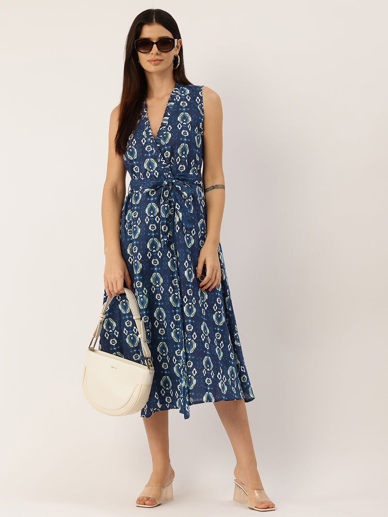 Floral Wrap Angrakha Dress – Lightweight Sleeveless Cotton Perfection