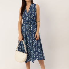 Floral Wrap Angrakha Dress – Lightweight Sleeveless Cotton Perfection