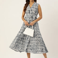 Floral Wrap Angrakha Dress – Lightweight Sleeveless Cotton Perfection