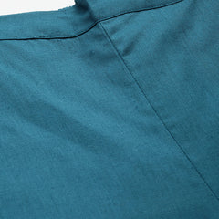 Light Blue Cotton Pants - Double Pockets, Adjustable Waist, and Ankle-Length Fit