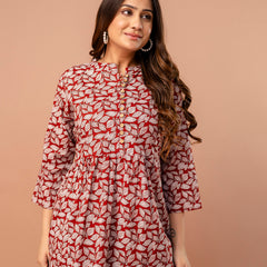Top – Mandarin Collar, 3/4 Sleeves, Flattering Fit (Sizes S–XXL)