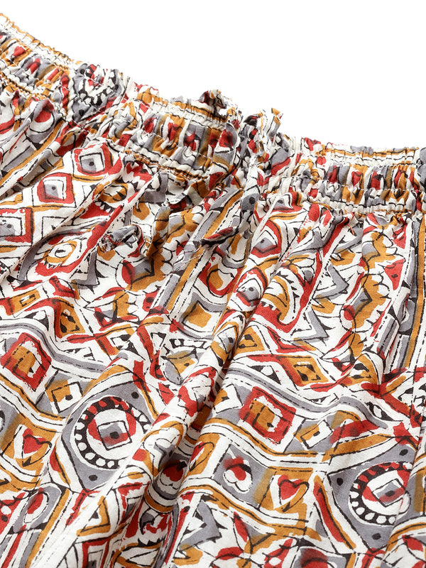 Multicolor Trendy Women's Blue Printed Cotton Palazzos - Elasticated Waist & Ankle-Length Fit