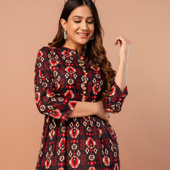 Top – Mandarin Collar, 3/4 Sleeves, Flattering Fit (Sizes S–XXL)