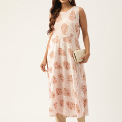 Cotton Printed Sleeveless A-Line Flared Kurti