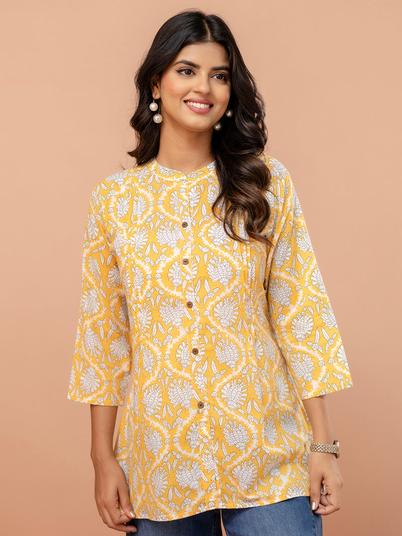 Elegant Mandarin Collar Printed Tunic – Stylish & Comfortable, Sizes