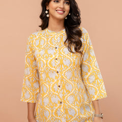 Elegant Mandarin Collar Printed Tunic – Stylish & Comfortable, Sizes