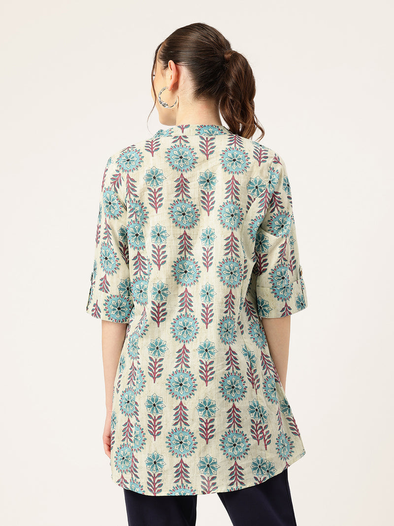 Printed Mandarin Collar top – Casual & Chic