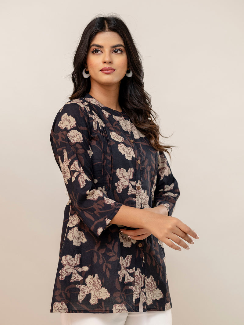 Elegant Mandarin Collar Printed Tunic – Stylish & Comfortable, Sizes